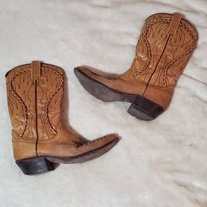 Tan leather cowboy boots
